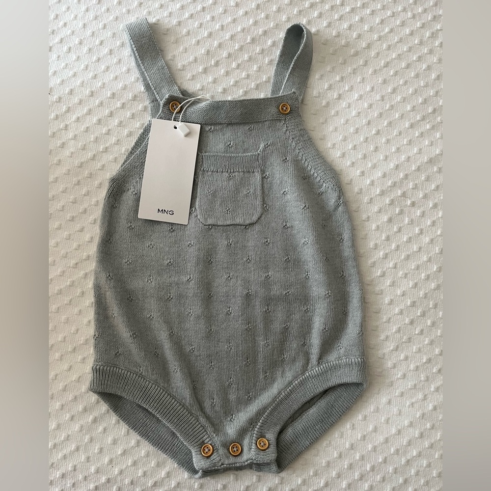 Mango Light Blue Knit Baby Romper